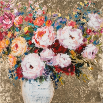 Schilderij bloemen 90x90
