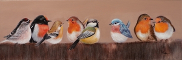 Schilderij vogels 40x120
