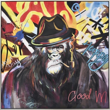 Schilderij chimpansee met lijst 102x102