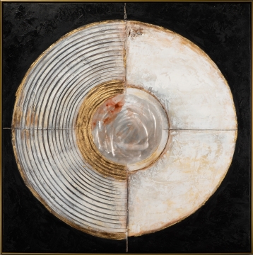 Schilderij luxe cirkel black 102x102