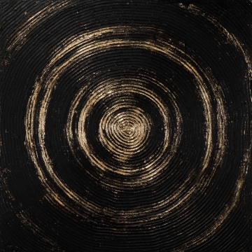 Schilderij cirkel gold black 100x100