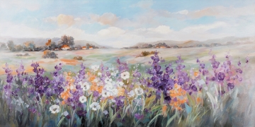 schilderij bloemenveld 70x140