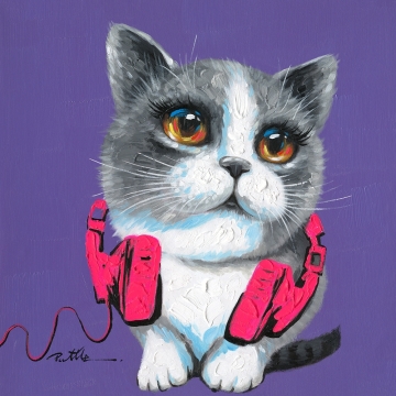 Schilderij poes 60x60 