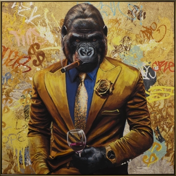 Schilderij gorilla met lijst 102x102