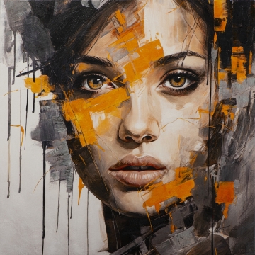 Schilderij lady with brown eyes 100x100
