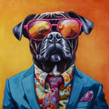 Schilderij Mr. Dog 100x100