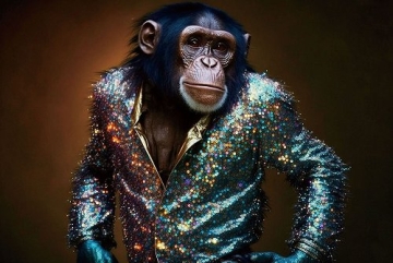 Chimpansee op glas 60x90