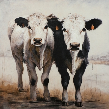 Schilderij kalfjes100x100