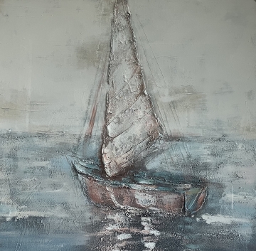 Schilderij zeilboot 115x115