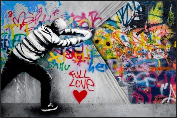 Schilderij street art met lijst 80x120