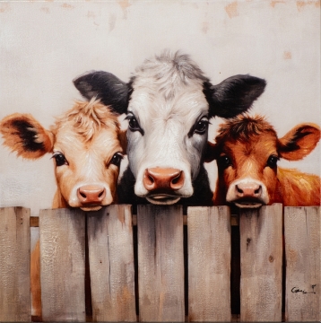 Schilderij koe met kalfjes 60x60 