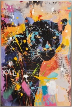 Schilderij panter met lijst 80x120