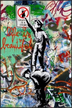 Schilderij street art met lijst 80x120