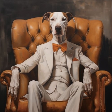 Hond in pak op glas 80x80