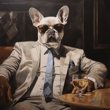 Stylish bull dog op glas 80x80