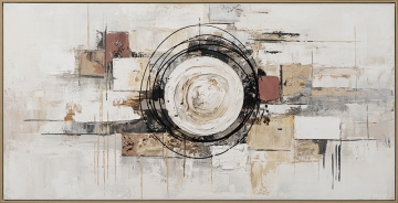Schilderij abstract cirkel met lijst 70x140