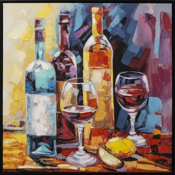 Schilderij wijn 62x62