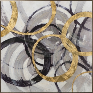 Schilderij cirkels abstract met lijst 100x100