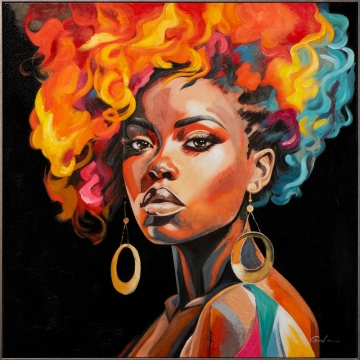 Schilderij vrouw met lijst 100x100