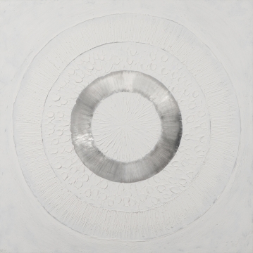 Schilderij cirkel white metal 100x100