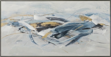 Schilderij abstract met lijst 70x140