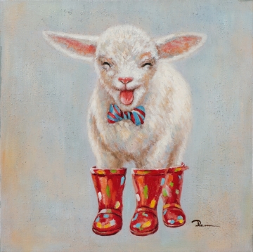 Schilderij vrolijk lammetje 50x50