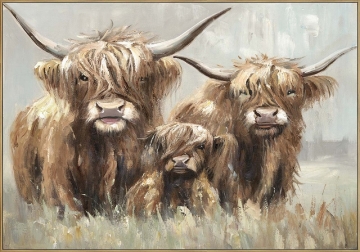 Schilderij hooglanders met lijst 70x100