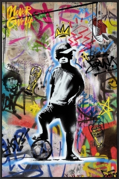 Schilderij voetbal met lijst 60x90