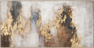 Schilderij abstract goud met lijst 72x142