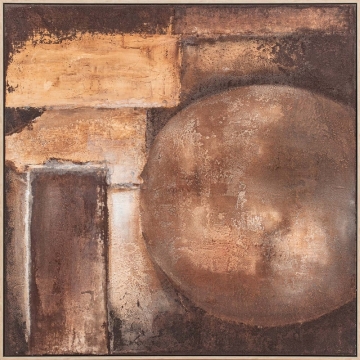 Schilderij abstract bruin met lijst 102x102
