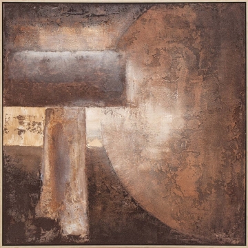 Schilderij abstract bruin met lijst 102x102