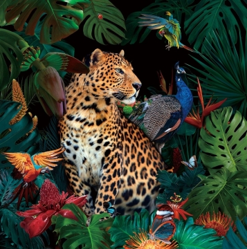 Leopard op glas 100x100