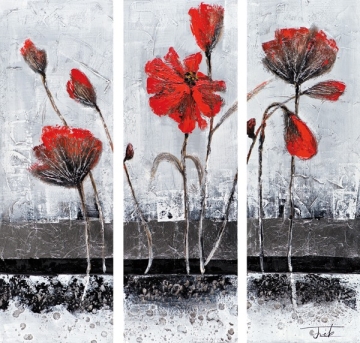 Schilderij bloem 3 luik 90x90