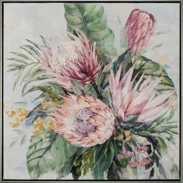 Schilderij bloemen met lijst 62x62