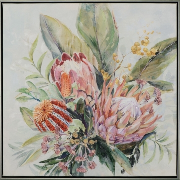 Schilderij bloemen met lijst 62x62