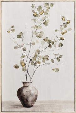 Schilderij sierlijke tak in vaas met lijst 60x90