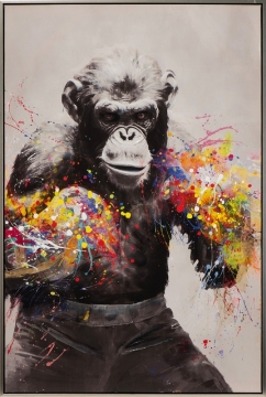 Een silhouet van een meisje in een zwart jurkje springt omhoog met vijf helderrode ballonnen op een lichte achtergrond.