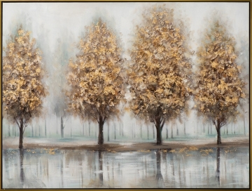 Schilderij golden trees met lijst II 90x120