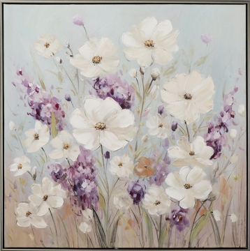 Schilderij bloemen met lijst 72x72