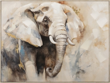 Schilderij olifant met lijst 90x120 