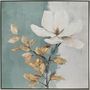 Schilderij bloem met lijst 80x80