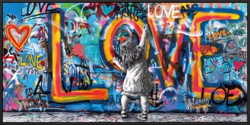 Schilderij love met lijst 60x120