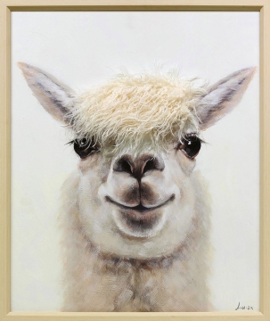 Schilderij grappige lama met fluffy haar 50x70