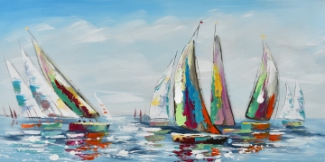 Schilderij zeilboten 70x140