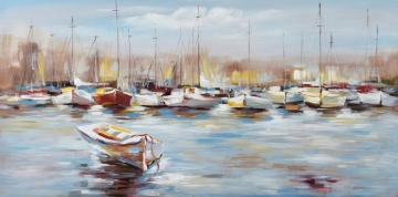 Schilderij haven 70x140
