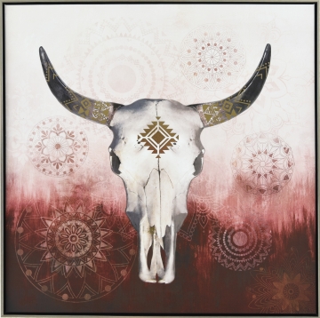 Schilderij buffelschedel 82x82