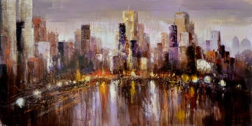 Schilderij skyline 70x140