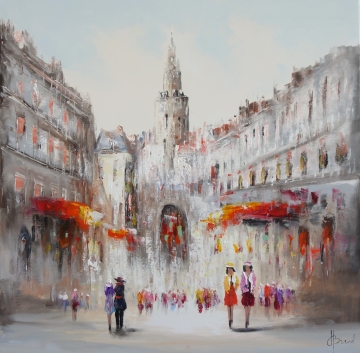 Schilderij stadsgezicht 100x100