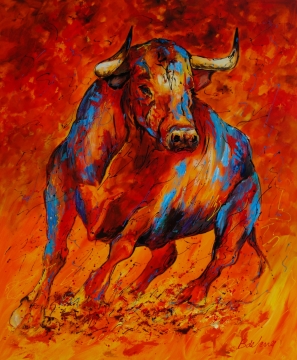 Schilderij stier100x120