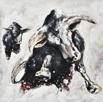 Schilderij stier 100x100